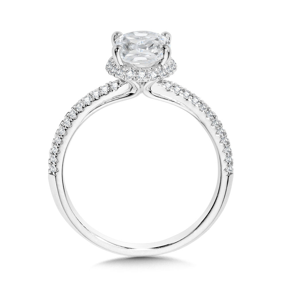 OVAL DROP HALO DIAMOND ENGAGEMENT RING R2419W-SR