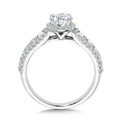 Valina Oval-Cut & Pear-Cut Accented Wide Engagement Ring w/ Drop Halo R2421W-SR