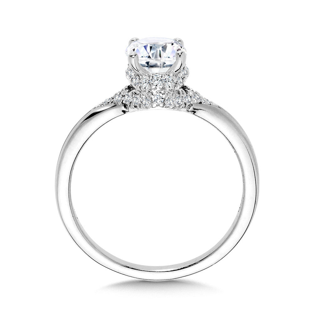 Valina Oval-Cut Diamond Sword Shank Engagement Ring w/ Diamond Collar R2424W-SR