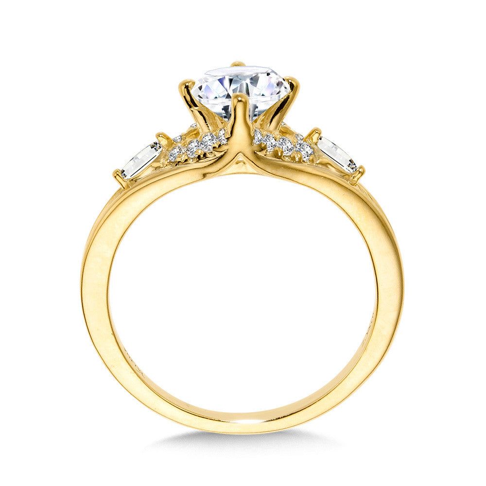 Valina Oval-Cut & Marquise-Cut Accented Tapered Diamond Engagement Ring w/ Compass Prongs R2425Y-SR