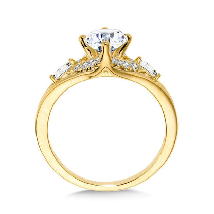 Valina Oval-Cut & Marquise-Cut Accented Tapered Diamond Engagement Ring w/ Compass Prongs R2425Y-SR