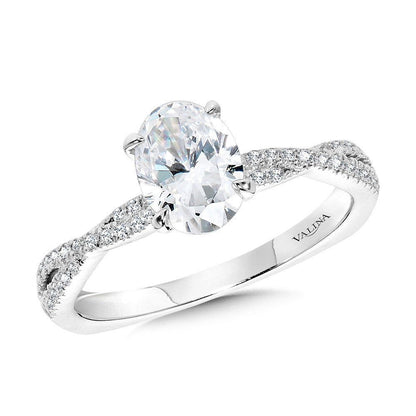 Valina Oval-Cut Diamond Criss-Cross Engagement Ring w/ Chevron Collar R2438W