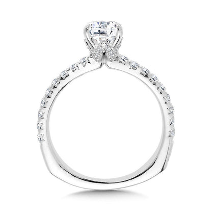 Valina Straight Pear-Cut Diamond Engagement Ring w/ Chevron Collar R2440W