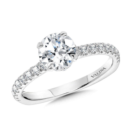 Valina Straight Round Diamond Engagement Ring w/ Chevron Collar R2441W