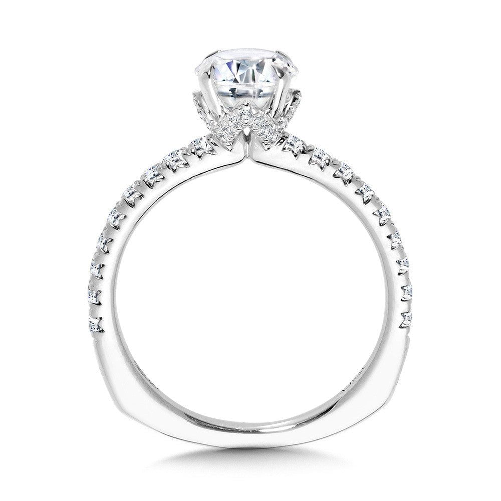 Valina Straight Round Diamond Engagement Ring w/ Chevron Collar R2441W