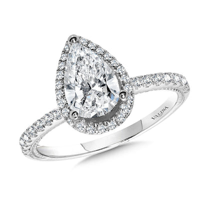 Valina Straight Pear-Cut Diamond Halo Engagement Ring R2444W-SR