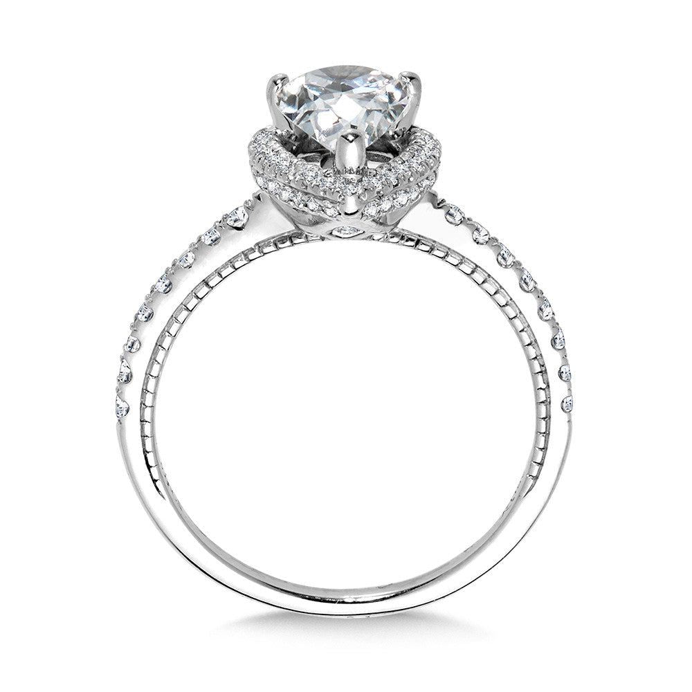 Valina Straight Pear-Cut Diamond Halo Engagement Ring R2444W-SR
