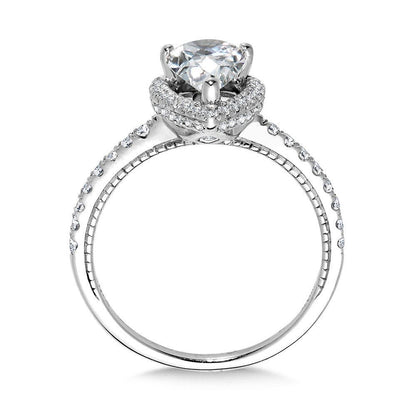 Valina Straight Pear-Cut Diamond Halo Engagement Ring R2444W-SR