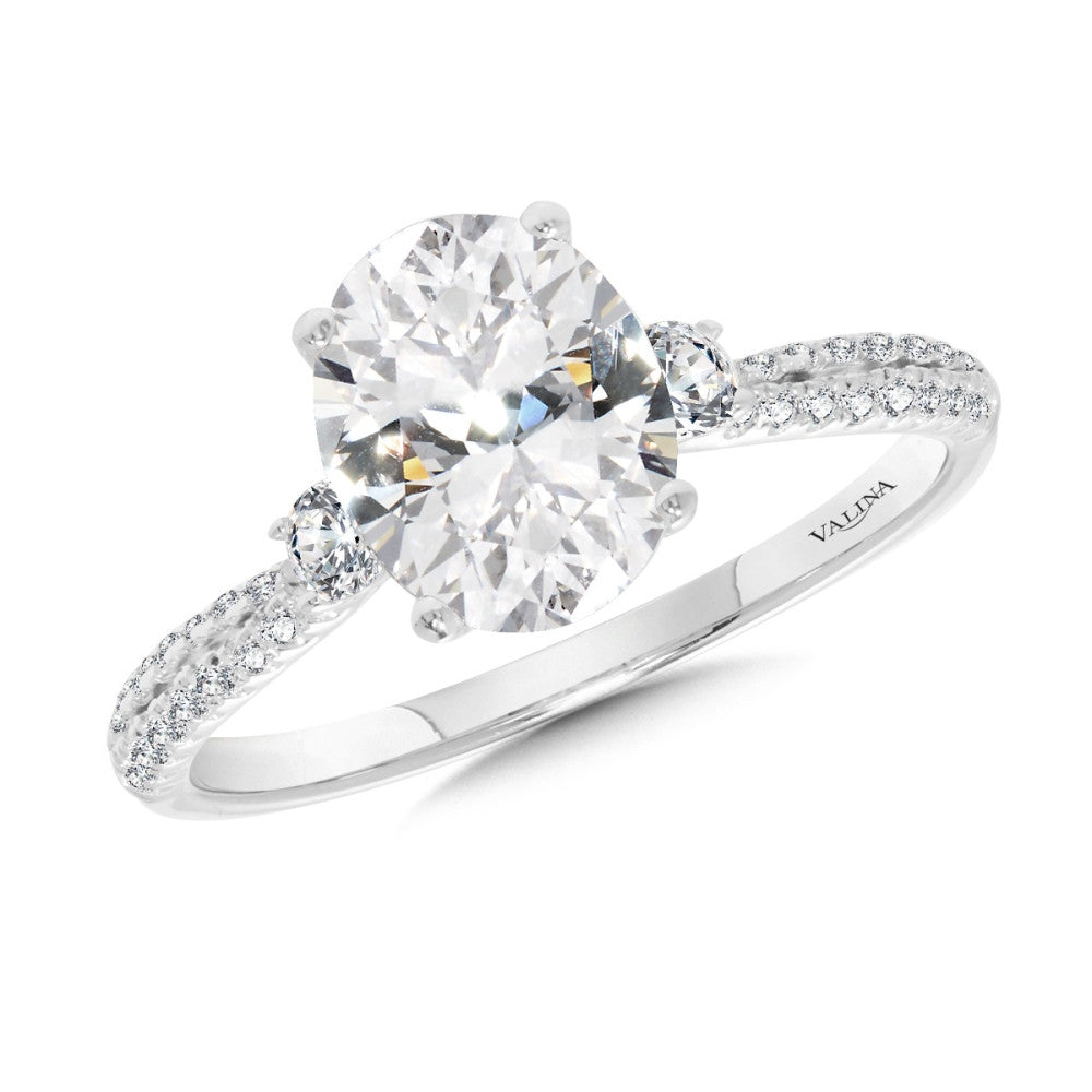 Valina Three-Stone Oval-Cut Diamond Engagement Ring R2464W-SR