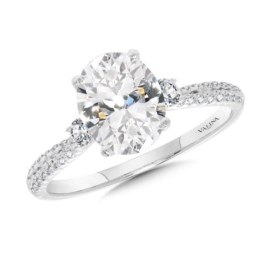 Valina Three-Stone Oval-Cut Diamond Engagement Ring R2464W-SR