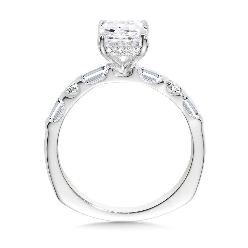 Valina Emerald-Cut & Side Stone Diamond Engagement Ring R2467W