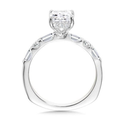 Valina Emerald-Cut & Side Stone Diamond Engagement Ring R2467W
