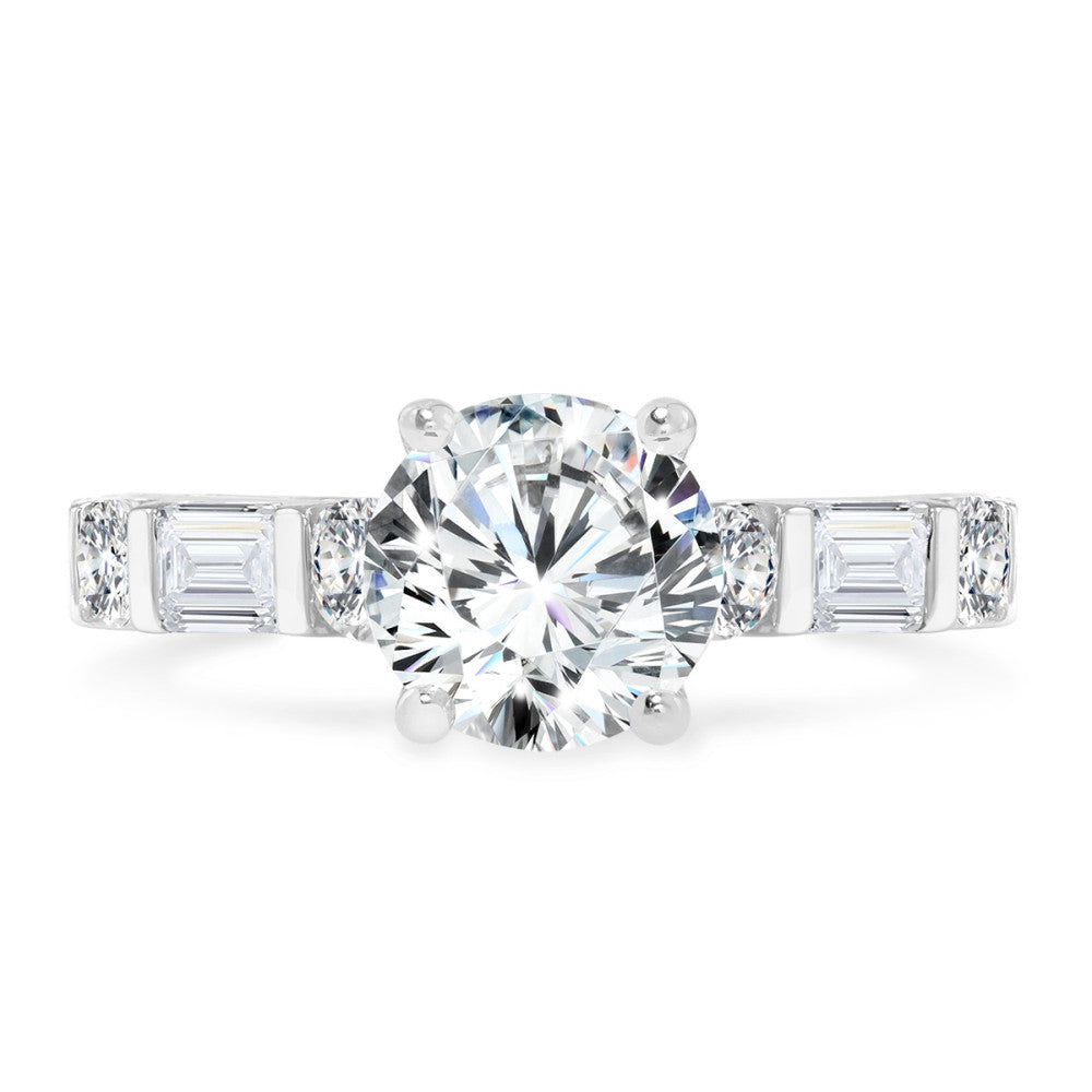 Round- & Emerald-Cut Diamond Engagement Ring R2468W-SR