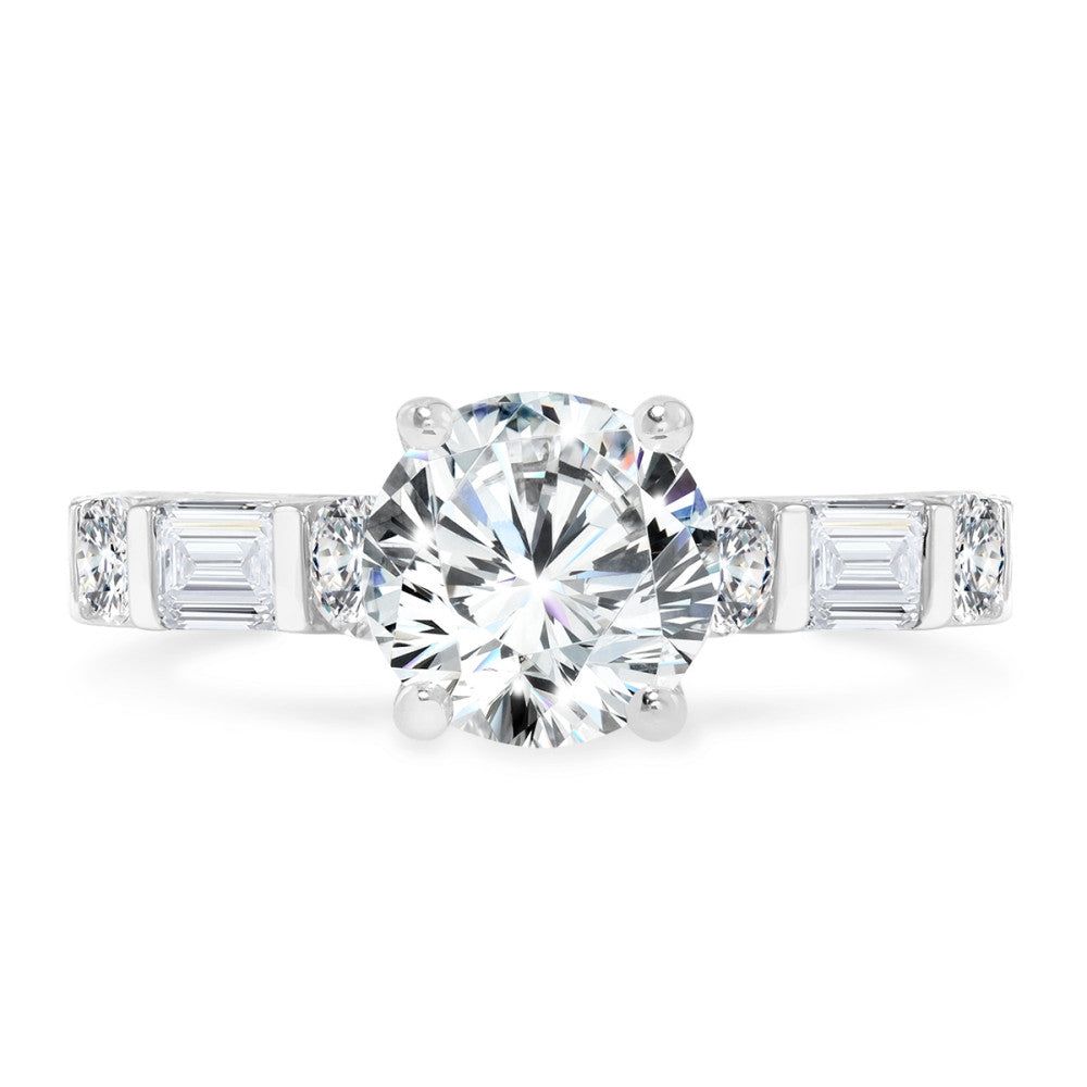 Valina Round- & Emerald-Cut Diamond Engagement Ring R2468W-SR
