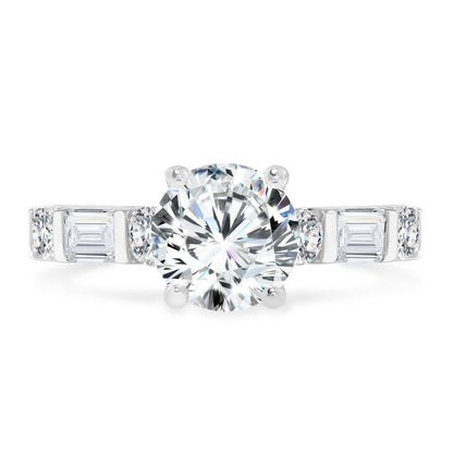 Valina Round- & Emerald-Cut Diamond Engagement Ring R2468W-SR