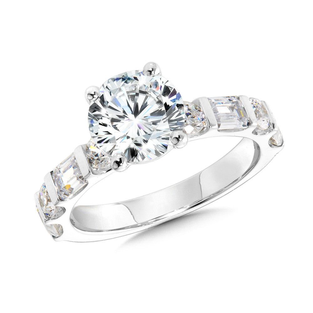 Valina Round- & Emerald-Cut Diamond Engagement Ring R2468W-SR