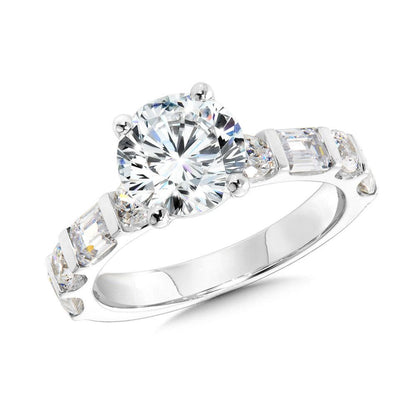 Valina Round- & Emerald-Cut Diamond Engagement Ring R2468W-SR