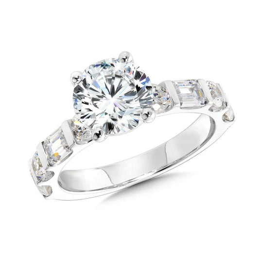 Valina Round- & Emerald-Cut Diamond Engagement Ring R2468W-SR