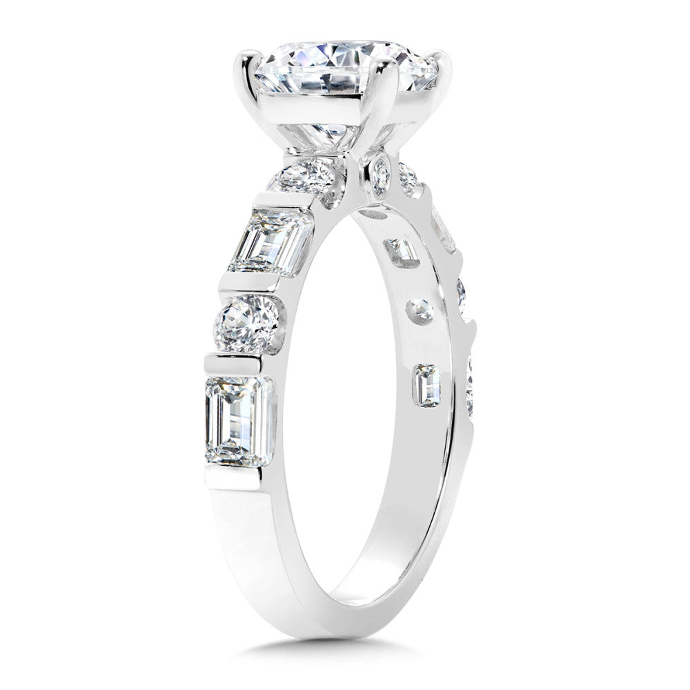 Round- & Emerald-Cut Diamond Engagement Ring R2468W-SR