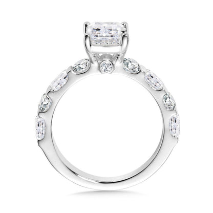 Valina Emerald-Cut Side Stone Diamond Engagement Ring R2469W-SR