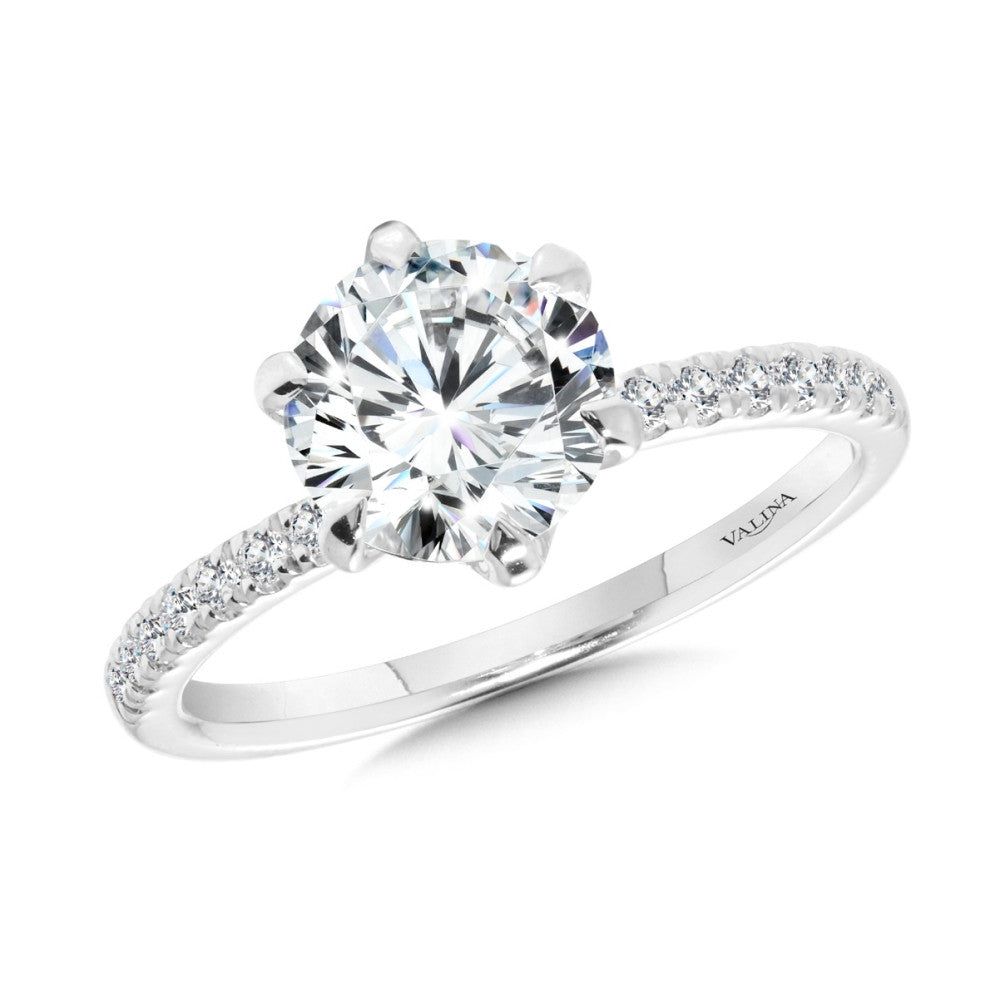 Valina Six-Prong Straight Diamond Engagement Ring R2475W-SR