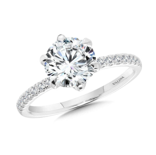 Valina Six-Prong Straight Diamond Engagement Ring R2475W-SR