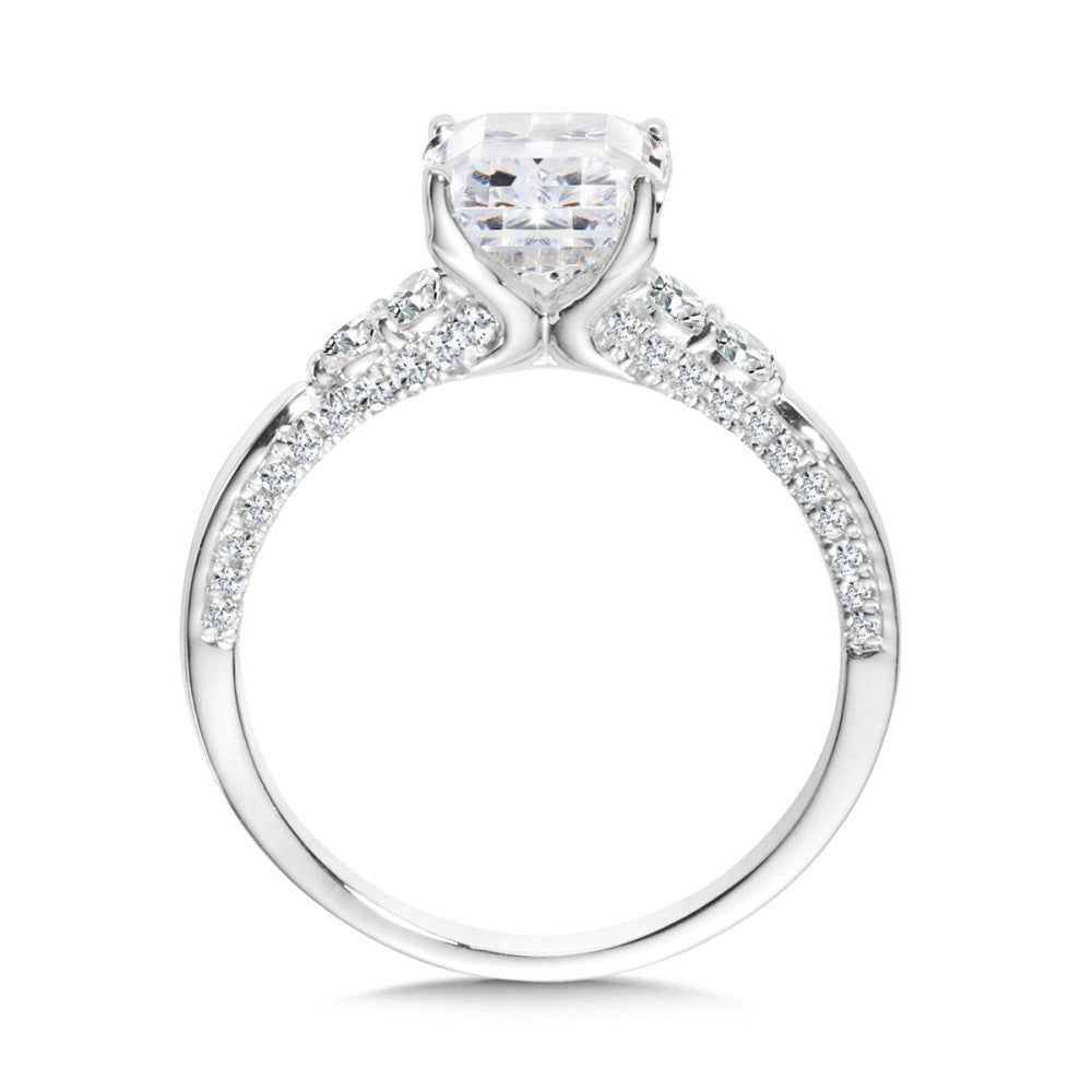 Valina Cushion-Cut Diamond Side Stone Engagement Ring R2476W-SR