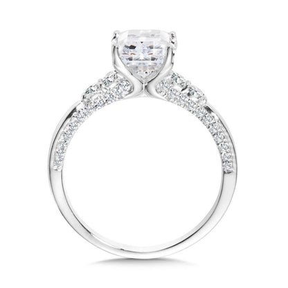 Valina Cushion-Cut Diamond Side Stone Engagement Ring R2476W-SR
