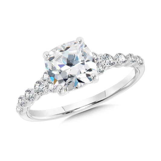 Valina Cushion-Cut & Shared Prong Accent Diamond Engagement Ring R2477W-SR