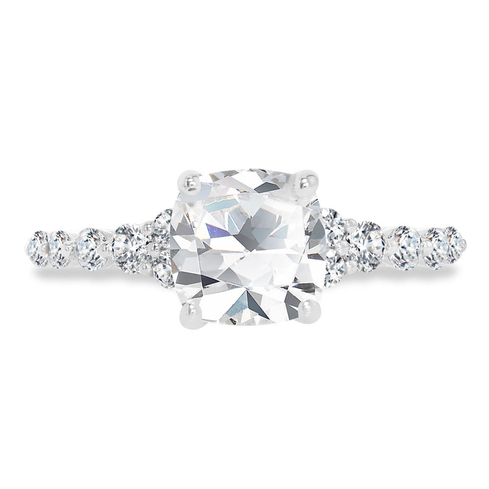 Valina Cushion-Cut & Shared Prong Accent Diamond Engagement Ring R2477W-SR