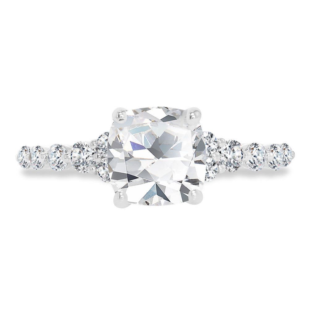 Valina Cushion-Cut & Shared Prong Accent Diamond Engagement Ring R2477W-SR