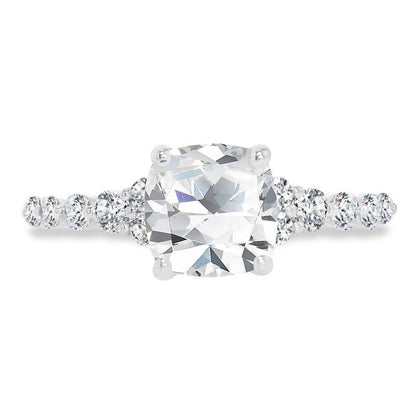 Valina Cushion-Cut & Shared Prong Accent Diamond Engagement Ring R2477W-SR