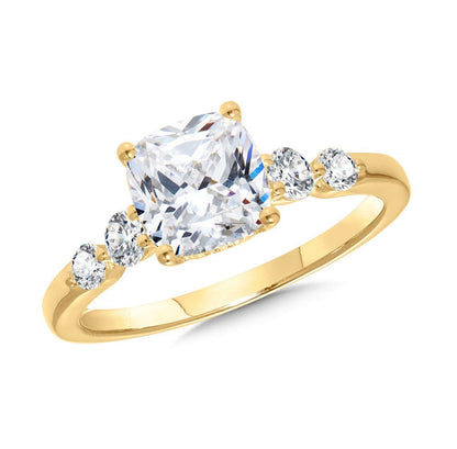 Valina Cushion-Cut & Shared Prong Accent Diamond Engagement Ring R2478Y-SR