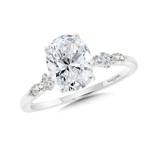Oval-Cut Side Stone Diamond Engagement Ring R2483W-SR