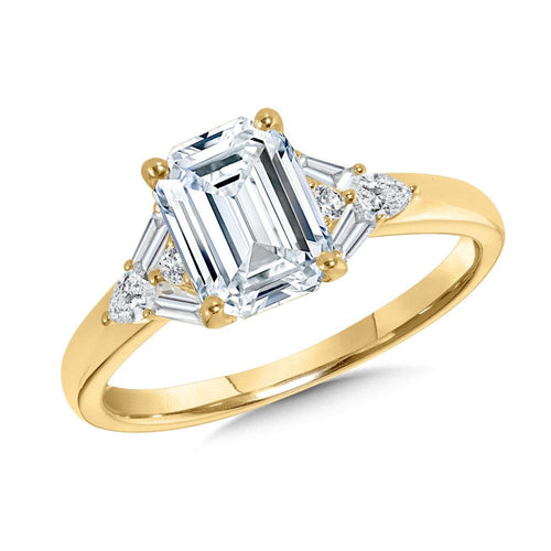Emerald-Cut & Baguette Diamond Engagement Ring R2485Y-SR