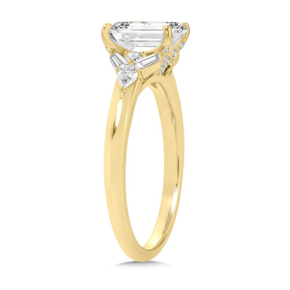 Valina Emerald-Cut & Baguette Diamond Engagement Ring R2485Y-SR