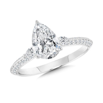 Valina Three-Stone Pear-Cut Diamond Engagement Ring R2489W-SR