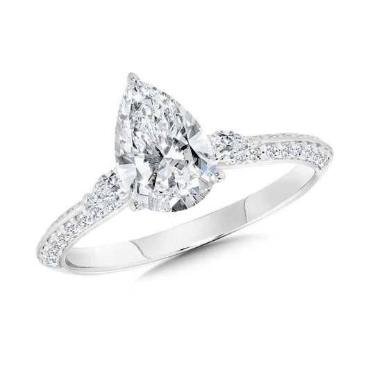 Valina Three-Stone Pear-Cut Diamond Engagement Ring R2489W-SR