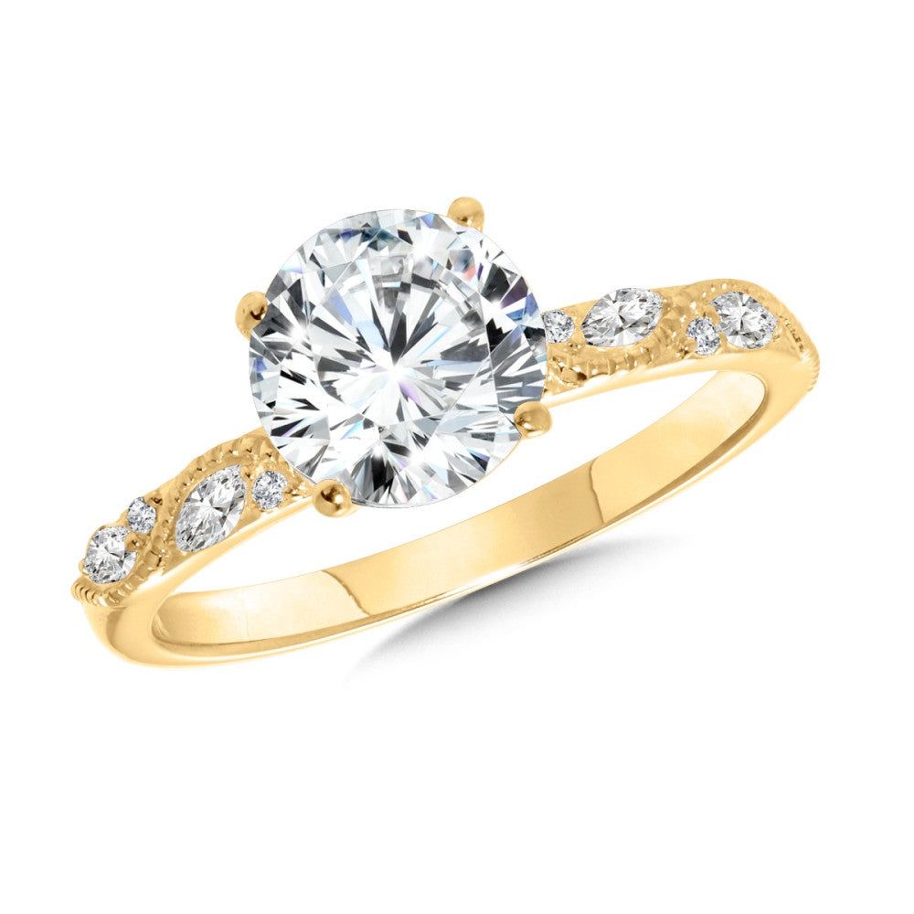 Valina Vintage Diamond Side Stone Engagement Ring R2492Y-SR