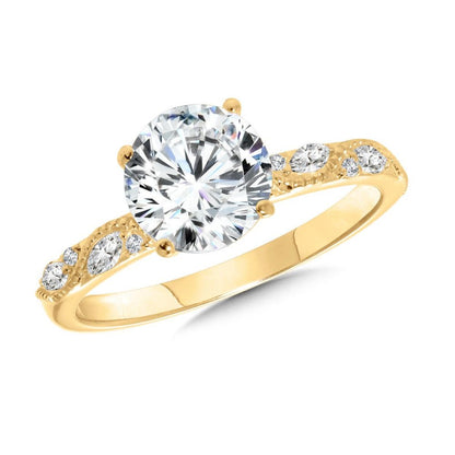 Valina Vintage Diamond Side Stone Engagement Ring R2492Y-SR