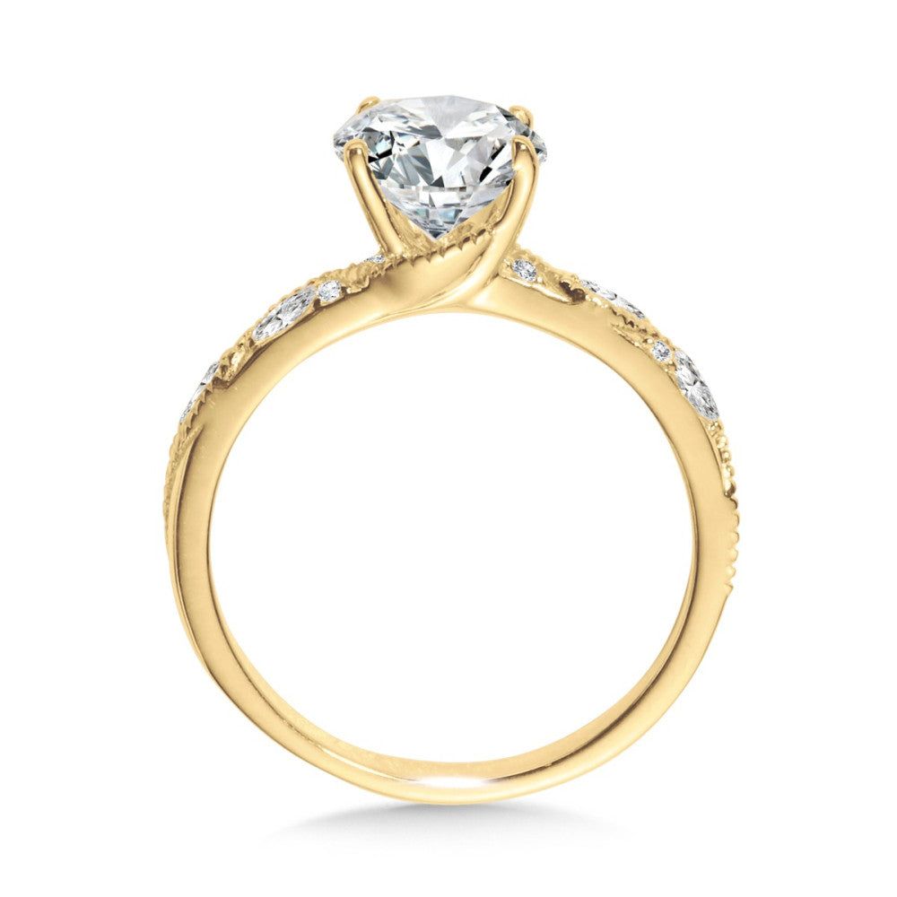 Valina Vintage Diamond Side Stone Engagement Ring R2492Y-SR