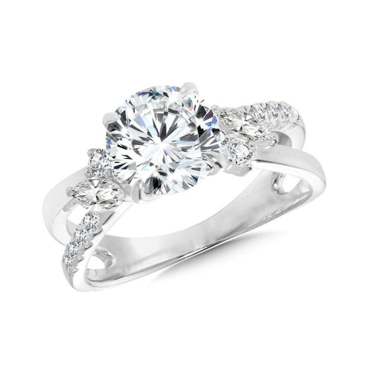 Valina Split Shank Diamond Cluster Engagement Ring R2493W-SR