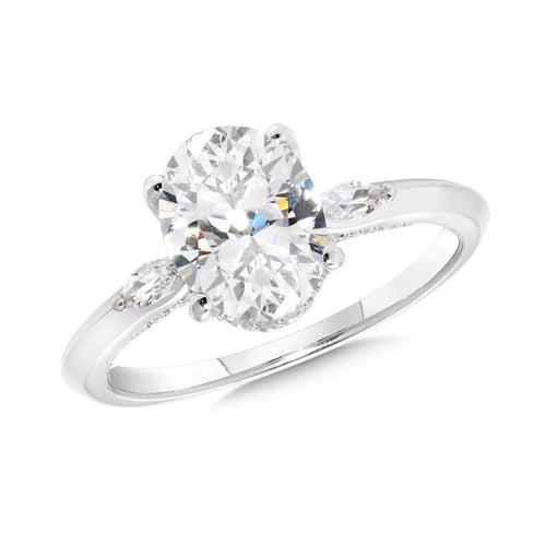 Three-Stone Oval-Cut Diamond Engagement Ring R2499W-SR