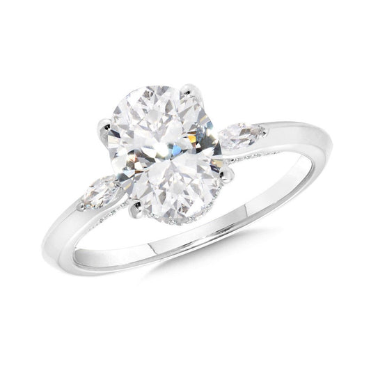 Valina Three-Stone Oval-Cut Diamond Engagement Ring R2499W-SR