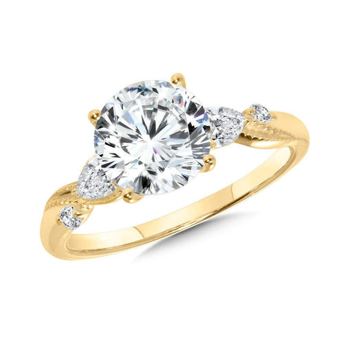 Vintage-Inspired Three-Stone Diamond Engagement Ring R2500Y-SR