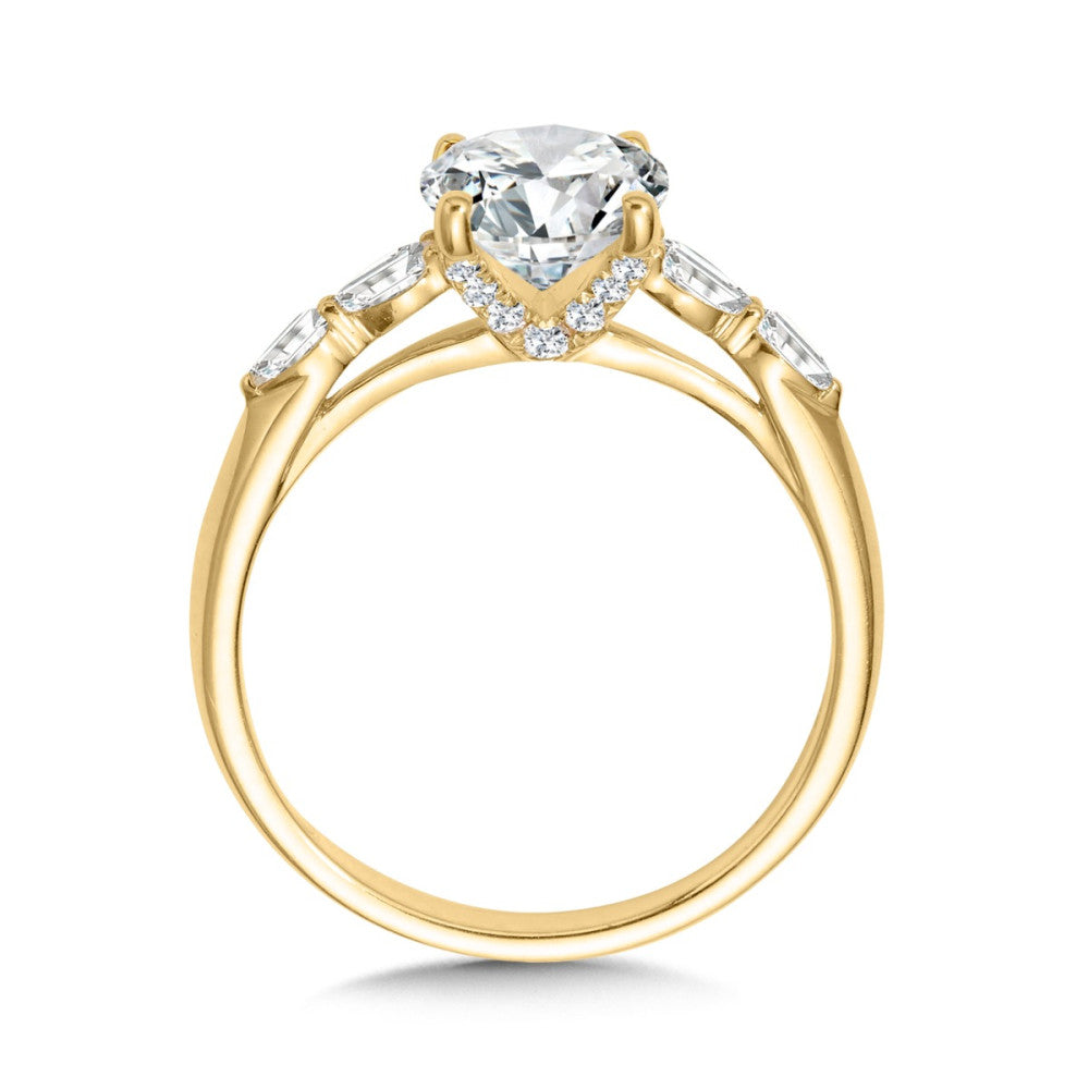 Side Stone & Hidden Accent Oval-Cut Diamond Engagement Ring R2512Y-SR