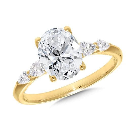 Side Stone & Hidden Accent Oval-Cut Diamond Engagement Ring R2512Y-SR