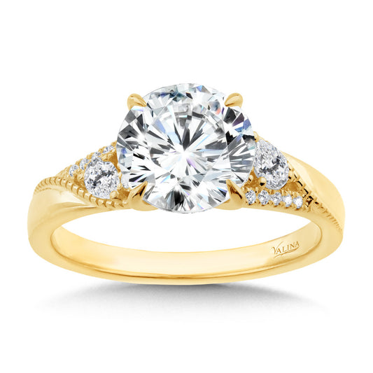 Diamond Side Stone 14K Engagement Ring R2524Y-SR