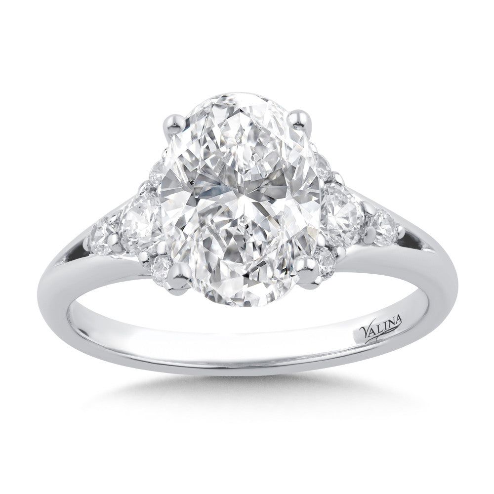 Valina Oval-Cut Diamond Split Shank Engagement Ring R2529W-SR