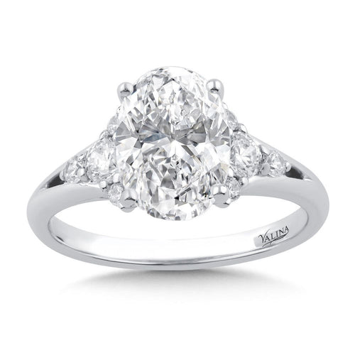 Oval-Cut Diamond Split Shank Engagement Ring R2529W-SR